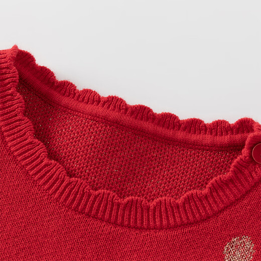 DAVE&BELLA Children's Sweater Dress Autumn and Winter New Girls Christmas Skirt Children's Mesh Skirt Girl Baby Skirt Chinese Red Spot 100 cm (recommended height 90-100cm) cm (recommended height 90-100cm)