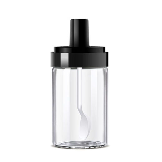 Xinmeiya glass salt shaker, salt, MSG, seasoning box, bottle combination set, household seasoning bottle jar, kitchen seasoning jar storage, black, event price/pack of four