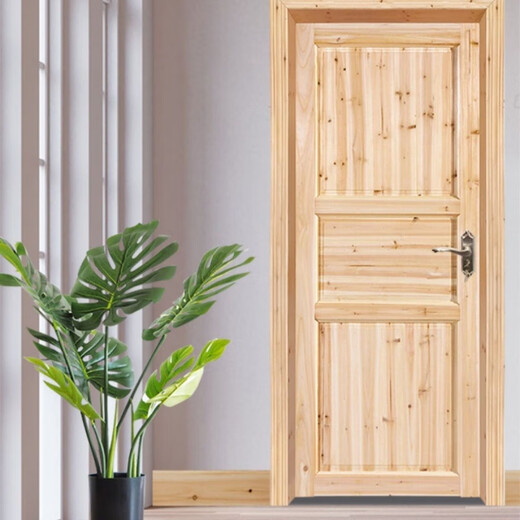 Meikejie rural old-fashioned wooden door custom rental house simple door solid wood fir log room set door rural toilet door set door opening size 205*88*26