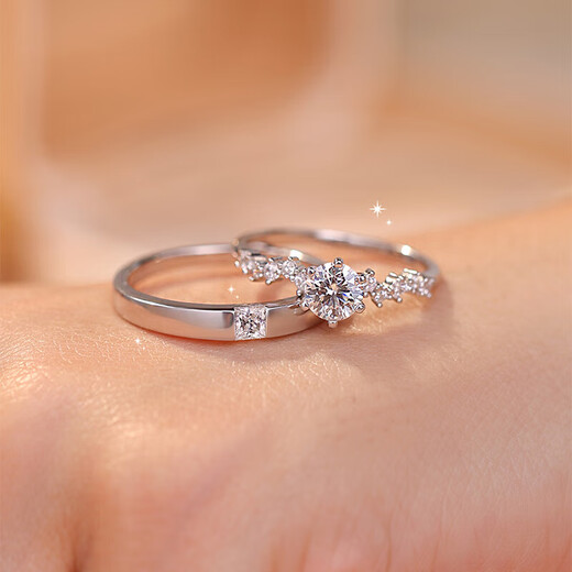 MZMZ Platinum Ring Starry Sky Starry Couple Ring Set with Diamond Proposal Engagement Anniversary Birthday Valentine's Day Gift Light Luxury Style - Starry Sky Pairing Ring