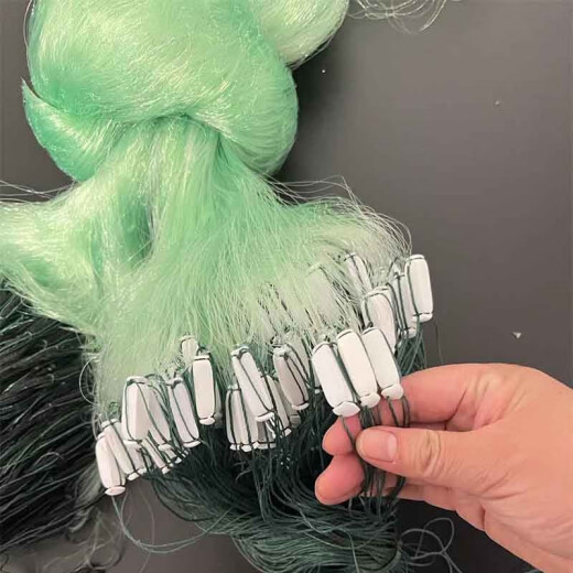 Exquisite sail rope pendant green silk weighted 1.5 meters 2 meters 3 meters high 100 meters long three-layer fishing net fishing net sticky silk net hanging net sinking net green silk rope pendant 1.5 meters 4 fingers 100 meters sinking net