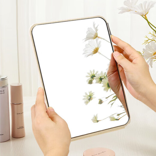 Mo Xiaozhai Makeup Mirror Desktop Portable Makeup Mirror Folding Men's High Definition Makeup Mirror Boys and Girls Desktop Makeup Mirror Foldable Makeup Mirror [Beige]