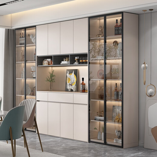 Oushitang customized solid wood sideboard high cabinet living room wall home restaurant storage cabinet multi-functional kitchen bowl cabinet wine cabinet A style one white 80*35*220 real wood