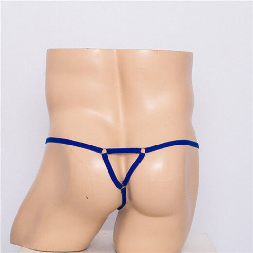 Men's thong one strap sexy transparent pouch gun bullet separation hoop tassel lace physiological underwear for men red