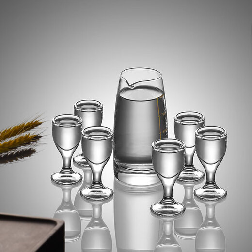 CLITON white wine cup wine dispenser 100ml wine set Moutai small wine glass scale divider wine pot wine cup 1 pot 6 cups