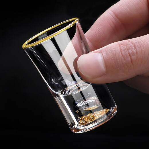 MIDOC household gold foil high-end wine set white wine cup wine dispenser mouth cup bullet cup small glass wine cup luxury 10 pots 10 cups round stand) Jinshan pot + gold tracing cup