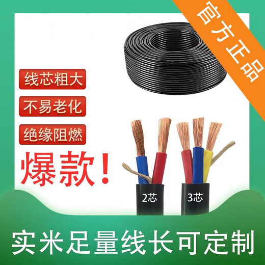 Câble standard national RVV, 2 cœurs, 3 cœurs, 1,5, 2,5, 4, 6 mètres carrés, câble triphasé, ligne d'extension extérieure, norme nationale, 2 cœurs