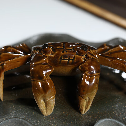 Zun Pot Tea Pet Ornaments Purple Clay Color-Changing Crabs from All Directions Can Bring Good Luck Color-Changing Crabs Lotus Leaf Green