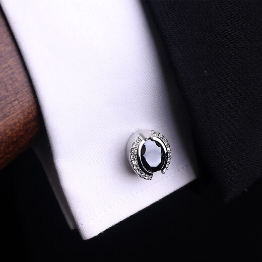 Lieshang black cufflinks enamel cufflinks men's cufflinks cufflinks French shirt cuff buttons French shirt formal black round cufflinks