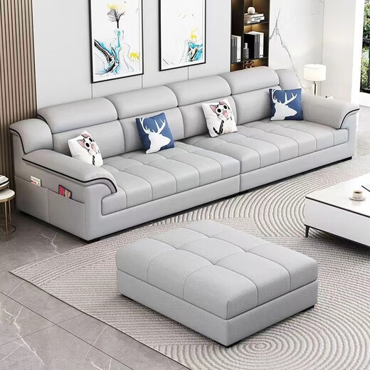 2025 new cotton and linen fabric sofa living room simple modern large and small apartment three-seat straight row cat claw leather sofa soft and comfortable cotton and linen sponge style 2.1m small apartment three-seat straight row