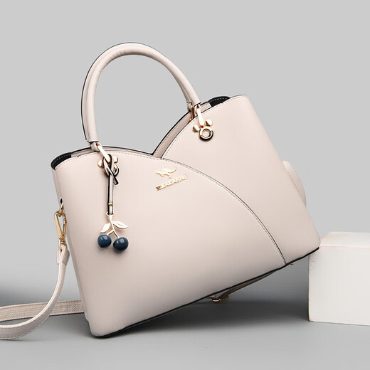 XUEAIDAISHU high-end women's bag genuine leather 2025 new middle-aged crossbody handbag Mother's Day gift for mom Beige gift box + gift bag + hand bag card bag