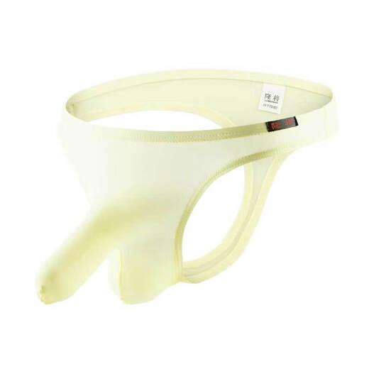Pleasing underwear for men with empty back and exposed arms, sexy thong, comfortable ice silk gun bullets separated translucent men's S white
