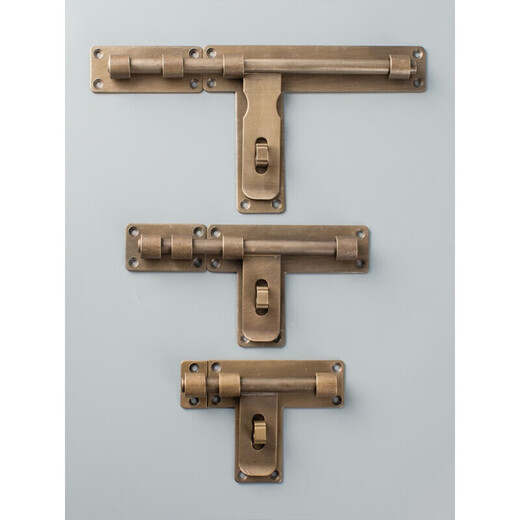 XMSJ custom door latch door buckle door bolt door latch lock copper old-fashioned large door latch antique wooden door surface-mounted extended door latch 12cm door latch plus lock left