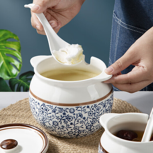 Newair lard jar ceramic high temperature resistant Japanese kitchen household salt jar oil spicy jar chili oil jar with lid large capacity double ear style romantic cherry blossom-700ml