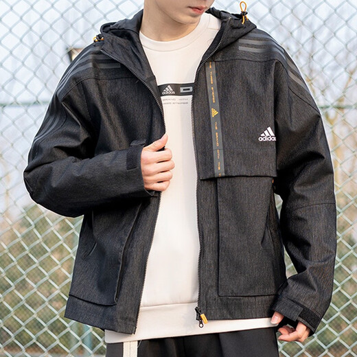 Adidas Men's Jacket 2024 Spring and Autumn Sportswear Hooded Fleece Jacket Warm Casual Top HE9904 Inner Mesh Lining 2XL