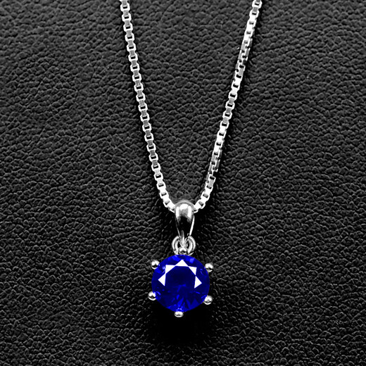 CEENIU Fat Donglai's same style sapphire pendant six-claw round necklace pendant clavicle short style women's one carat tanzanite ocean with chain/1 carat 6.5mm/MD5