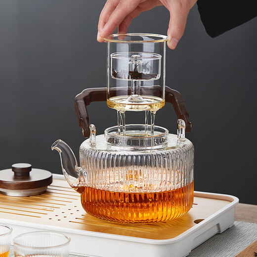 Mesni steaming integrated teapot glass tea brewing teapot steaming teapot lifting beam teapot Kung Fu tea set