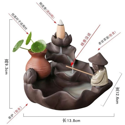 Yuxuan old man fishing backflow incense burner sandalwood incense burner household agarwood thread incense road Jiang Taigong fishing ornaments old man fishing backflow incense burner