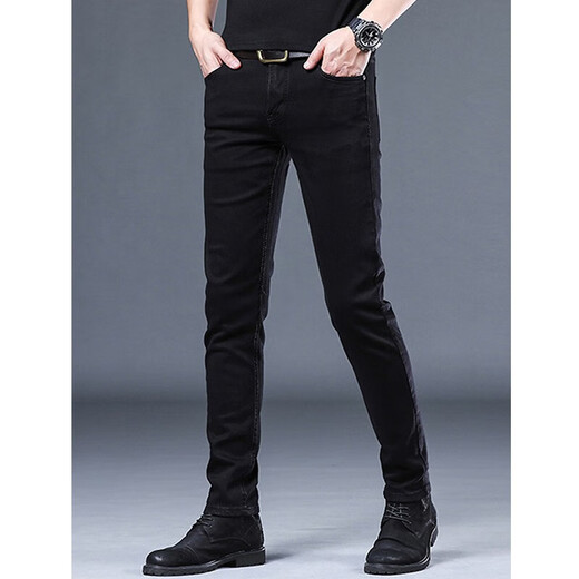 
Pier Cardin 2025 spring and summer jeans men's casual slim feet men's pants Korean style trendy versatile pants men 1048 black 28