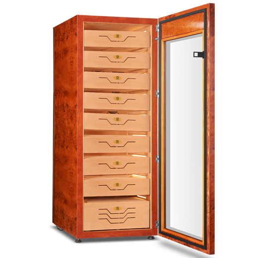 Bulldog cigar cabinet constant temperature and humidity control humidification cabinet constant humidity ammonia removal red wine imported compressor cedar wood German fingerprint password lock wifi large high-end solid wood shell divine dog vc528 elm fourth generation plus divine dog fingerprint password lock WiFi 2800 pieces