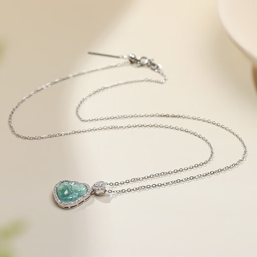 Heart Ginseng Jade Guaranteed Price 11.11 S925 Silver Inlaid Jade Pendant Women's Big Belly Buddha Jade Pendant Birthday Gift