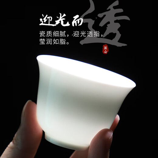 Runyang 2025 new complete set of mutton-fat jade tea set for home white porcelain tea set office teapot tea cup as a souvenir gift