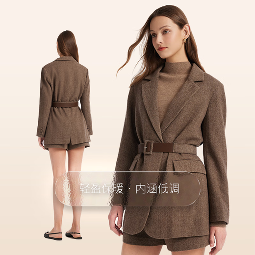 GOELIA coffee-colored suit women's jacket party winter waist small fragrant woolen suit 10CL6E1U0 86Y coffee color M