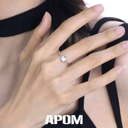 Caizhi Angel/niche design sterling silver love Opal ring open texture index finger ring bestie ring a. Single layer full body 925 silver adjustable range Hong Kong code