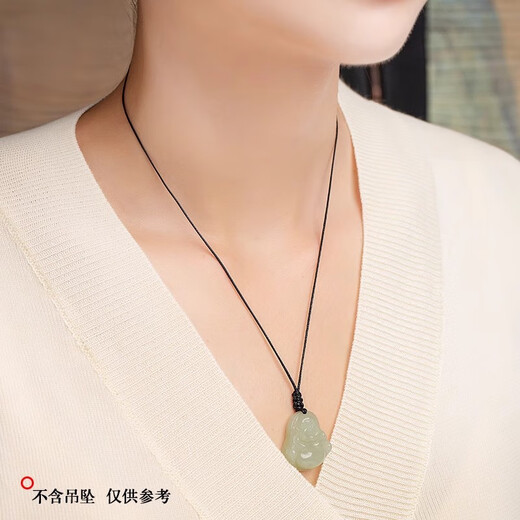 Maimed rope adjustable free-tie jade pendant rope wax rope with small hole safety buckle pendant lanyard men and women jade pendant necklace black