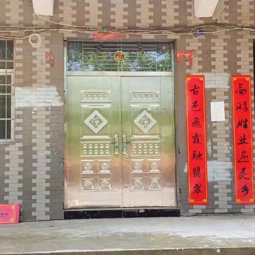 勤凯304不锈钢双开门入户门农村自建房双扇门防盗门大门进户门对开门 黑钛金 定制尺寸【每平方价格】