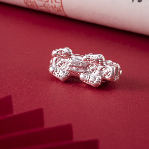 999 Pure Silver Pixiu Separated Beads Handmade DIY Accessories Loose Beads Fortune Fortune Year Pixiu Transport Bracelet Beads Wealth Pixiu Silver 22*10mm