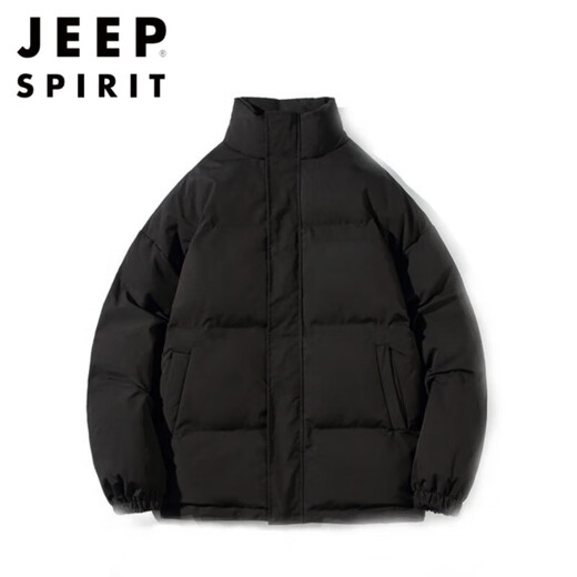JEEP SPIRIT winter down jacket men's American trend 2024 new trendy student loose large size stand-up collar thickened jacket black stand-up collar normal size XL recommended 135-150Jin Jin equals 0.5 kg