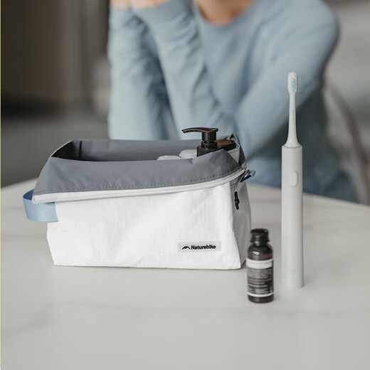 Naturehike travel toiletry bag, outdoor camping travel storage bag, light and easy to fold, essential and portable for business trips, light gray/L
