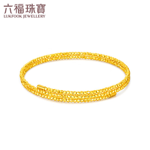 Lukfook Jewelry Gold Bracelet Bundy Pearl Light Shadow Gold Pure Gold Gold Bead Elastic Bracelet Valentine's Day Gift Price Approximately 6.60g