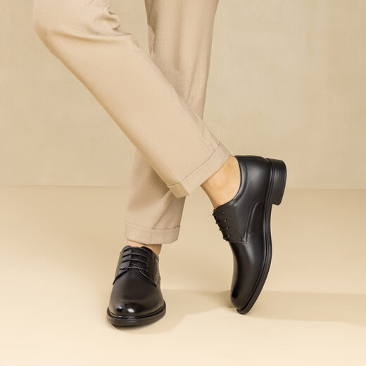 Aokang official men's shoes spring and autumn round toe business formal leather shoes men's genuine leather comfortable office commuter derby shoes black 40