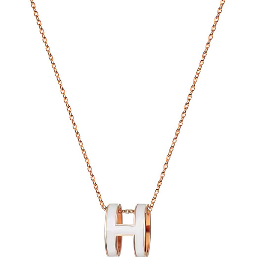 Fat Donglai's same color gold plain chain 18K gold 18k rose gold H letter necklace for women, light luxury, niche sense for girls, milk tea gray, rose gold, high version + color preservation