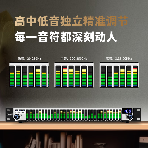 Melody MT3100 digital spectrum analyzer equalizer, professional 31-band EQ adjustment, intelligent noise reduction audio processor, audiophile-grade home stage performance KTV peripheral equipment, MT3600 stage squelch flagship version (including XLR male and bus bars)