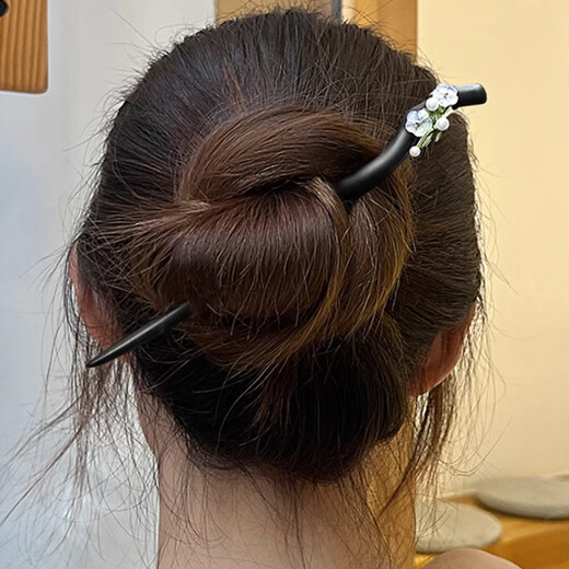 Happy hairpin for women, new Chinese style wooden hairpin, ancient style, high-end, simple daily hairpin, small fresh flower hairpin, Qingyou hairpin
