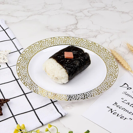 Taoyanger fruit plate plastic plate bread cake plate dinner plate disposable plate dessert plate round plate home picnic Phnom Penh white jade plate (small size / 20 pieces)