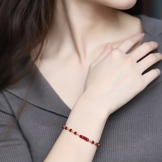 COASZE Starry Pigeon Blood Ruby Bracelet Women's 18K Gold Hand Jewelry Colorful Treasures Chinese Valentine's Day Gift for Wife and Girlfriend Ruby Bracelet 18cm