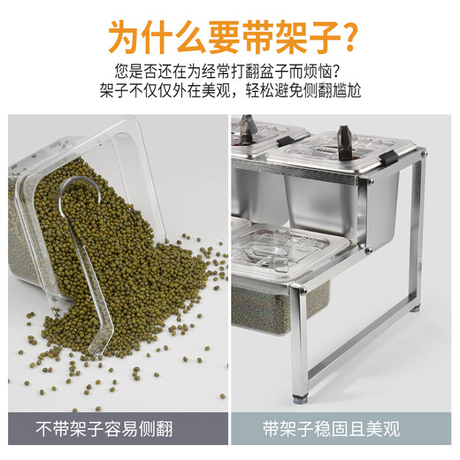 New Rosford Commercial Stainless Steel Seasoning Box Set Sauce Table Seasoning Box Integrated Multi-grid Material Box Dipping Table Kitchen Seasoning Box Ingredient Box Set i-9905