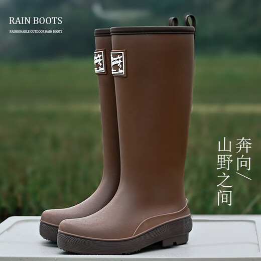 傲列2024新款高筒雨鞋女款成人时尚雨靴防水胶鞋日韩长筒水鞋雨鞋 粉色【37cm高筒】 41