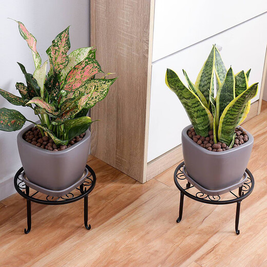 Ou Runzhe European style flower stand floor-standing single pot bonsai iron flower stand indoor balcony flower stand iron flower pot stand black