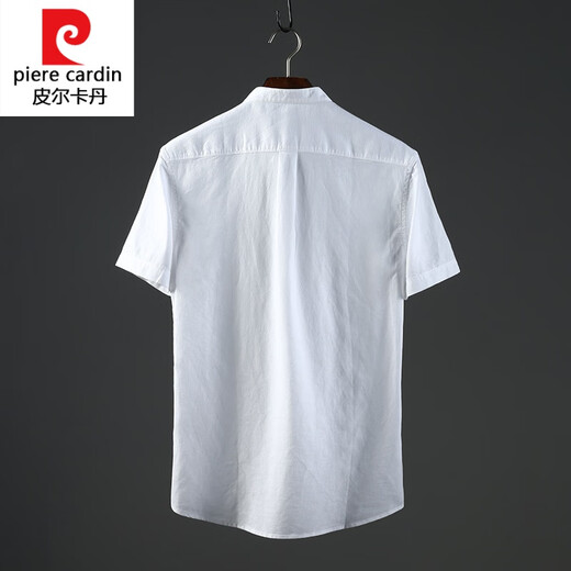 Pierre Cardin knitted high-count mercerized linen fabric cut-label Henry collar cotton and linen short-sleeved shirt for men's summer thin and breathable B3-0241 blue 38 90Jin Jin equals 0.5kg -110Jin Jin equals 0.5kg