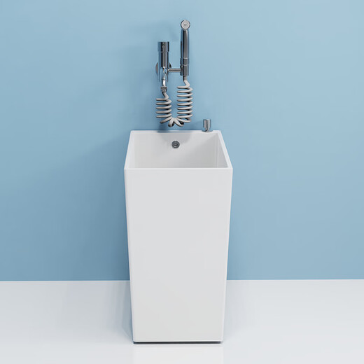 Washing mop pool household bathroom floor basin mop pool narrow and long small balcony mop trough ceramic floor-to-ceiling pool AM28 one-button console with spray gun faucet