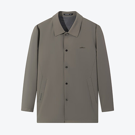 Qipai Men's Windbreaker Jacket Spring and Summer Business Casual Young and Middle-aged Seamless Lapel Windproof 1JK70090 Khaki S (165)