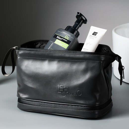 Lohas Travel Toilet Bag Men's Business Travel Cosmetics Storage Men's Portable Dry and Wet Separation Business Travel High-End Leather Toiletries Bag