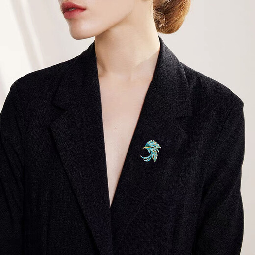 Ancient enamel phoenix brooch, high-end women's light luxury corsage, exquisite niche pin, suit suit coat, scarf button X370 enamel color phoenix brooch