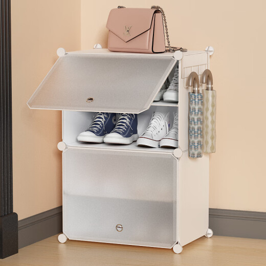 Anya ultra-thin shoe cabinet door simple shoe rack entrance multi-layer dust-proof storage rack resin assembly cabinet single row four-layer white