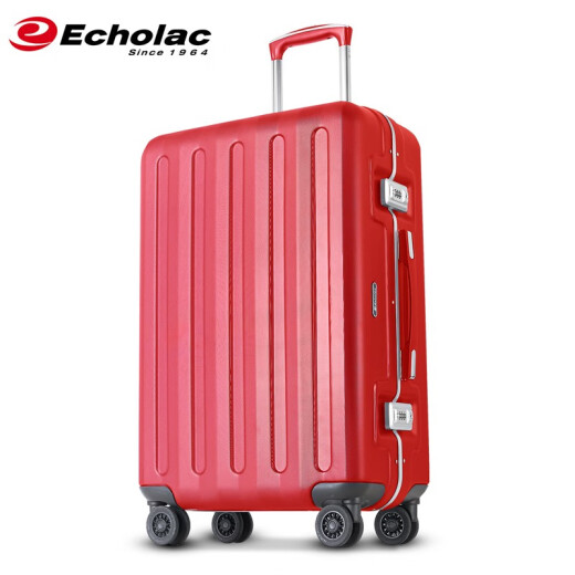 Echolac Trolley Case Aluminum Frame Suitcase Suitcase Men's and Women's TSA Code Lock Universal Wheel Pure PC Boarding 8 Wheels PCT008E Red [Aluminum Frame Closed] 28 Inch Max